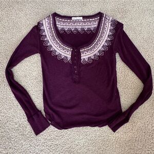 Free People Embroidered Long Sleeve Top